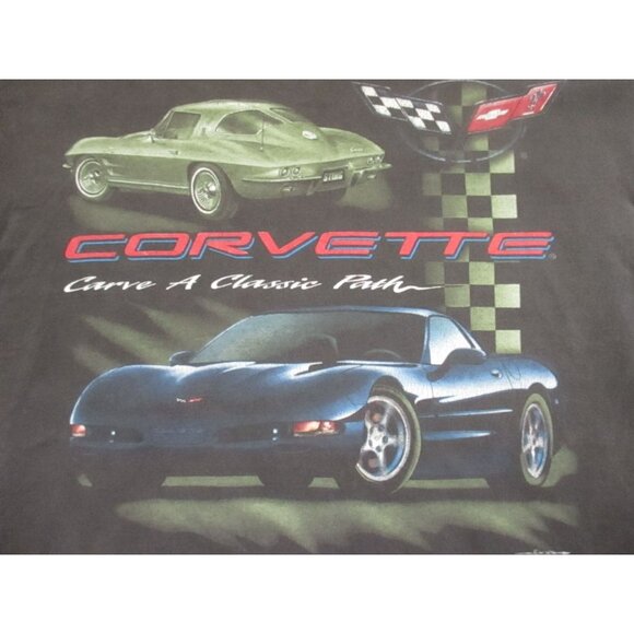 Large Vintage Gildan Corvette Carve A Classic Path Graphic T-Shirt 1990's - Picture 2 of 12